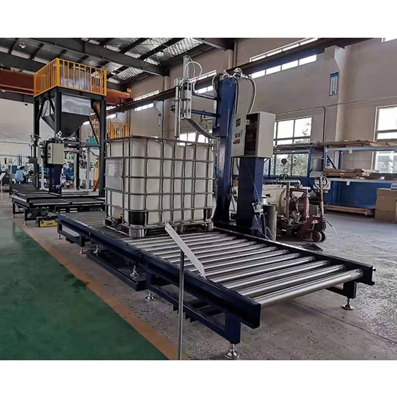 1000L-IBC噸桶真石漆桶裝機(jī) 強(qiáng)酸強(qiáng)堿桶裝機(jī)自動灌裝生產(chǎn)線